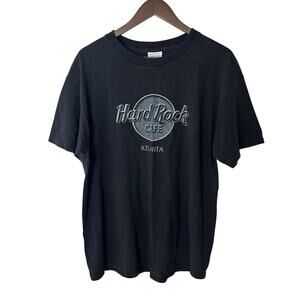 Vintage Hard Rock Cafe Atlanta Black T-Shirt Large Cotton 90s Y2K Short Sleeve